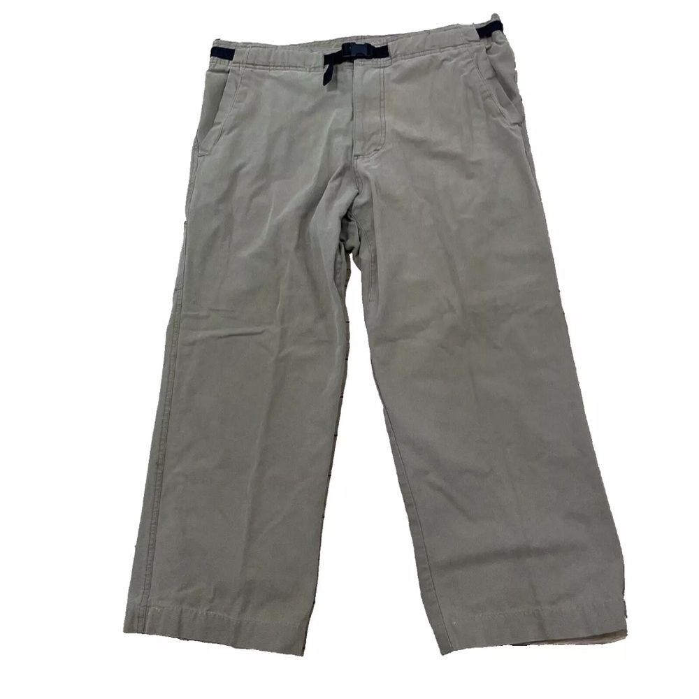 PRANA Brown Twill Carpenter Pants Mens XL Made USA Wide Belted Outdoor 38x28